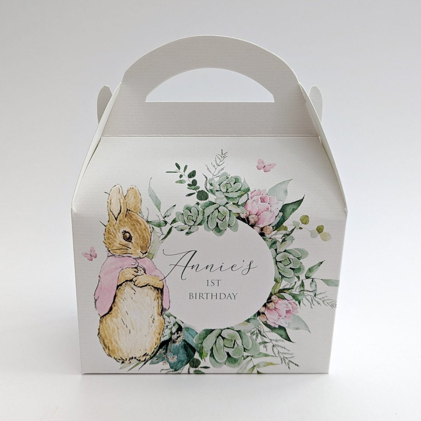 Peter Rabbit floral Personalised Children’s Party Box Gift Bag Favour