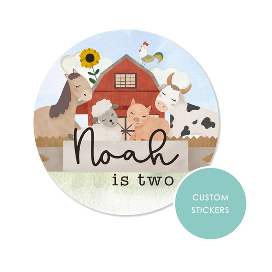 PERSONALISED STICKERS Multiple sizes Farm Animals Boho Sweet Cone Gift label Trick or Treat