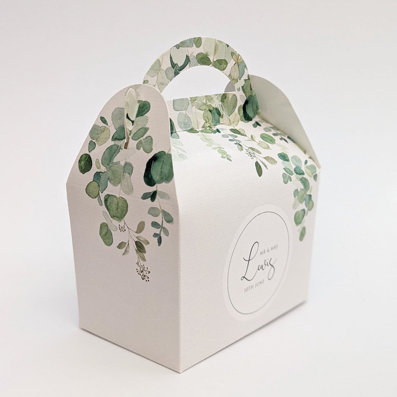 Foliage Eucalyptus Personalised Wedding Favour Boxes Hen Party Bridal Shower Gift Box