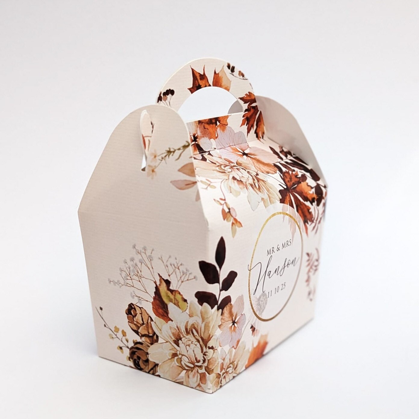 Autumn Fall Foliage Personalised Wedding Favour Boxes Hen Party Bridal Shower Gift Box