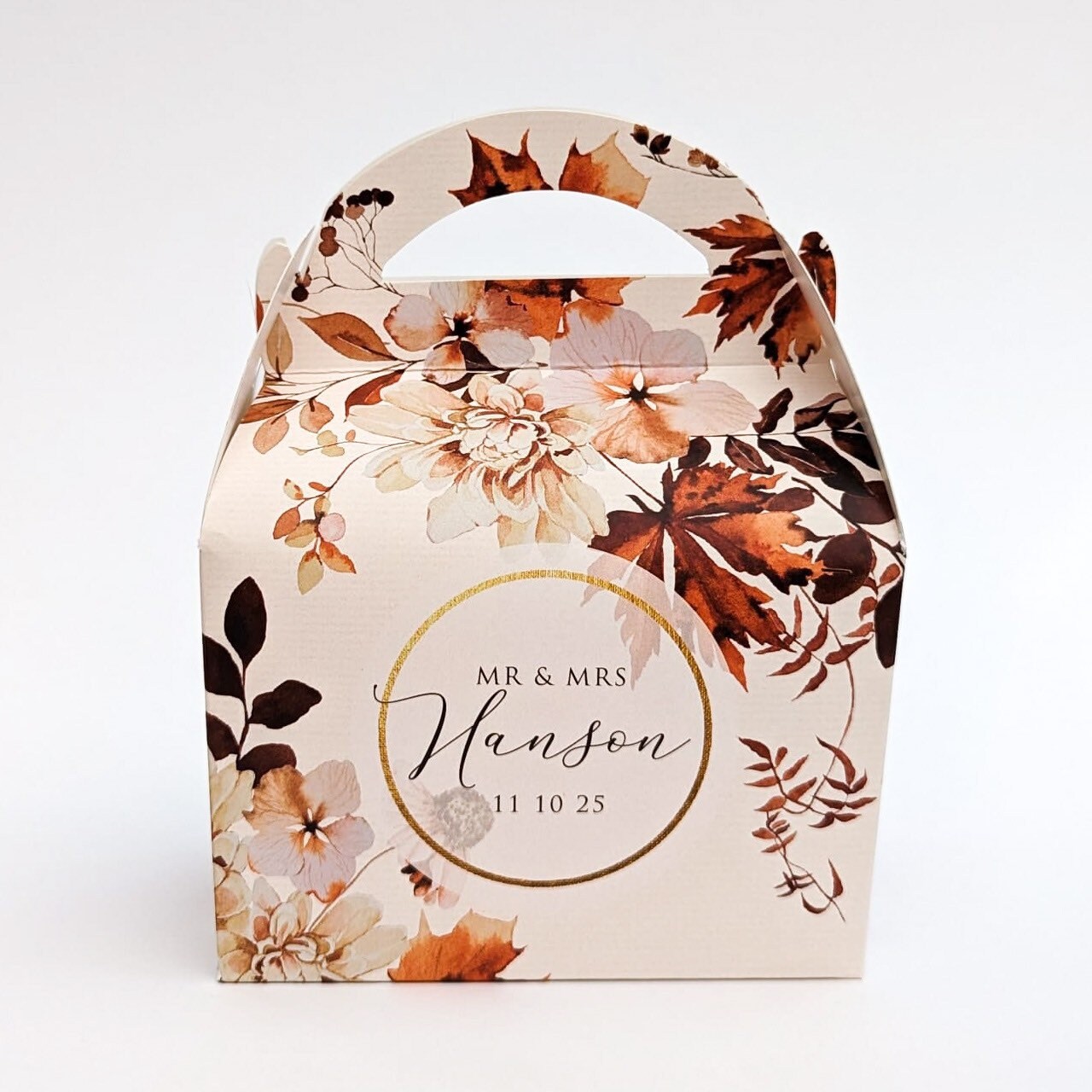 Autumn Fall Foliage Personalised Wedding Favour Boxes Hen Party Bridal Shower Gift Box