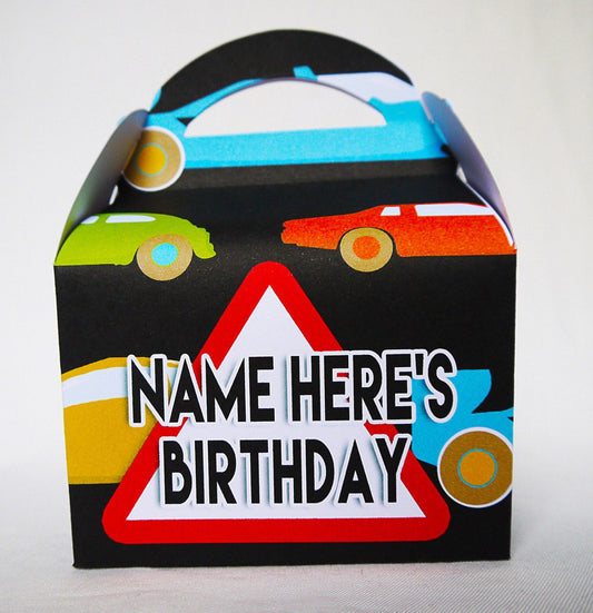 Cars Racing Driver Personalised Children’s Party Boxes Gift Bag Favour