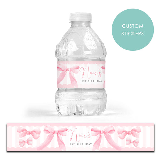DRINK LABEL STICKERS x 7 Personalised Pretty Bows
