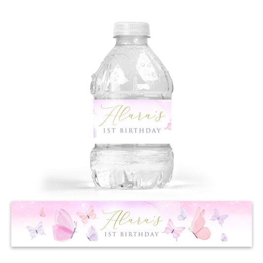 DRINK LABEL STICKERS x 7 Personalised Pretty Butterfly Butterflies
