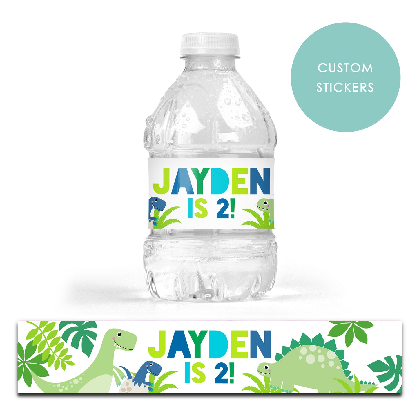 DRINK LABEL STICKERS x 7 Personalised Dinosaurs