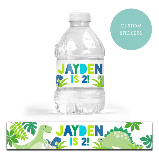DRINK LABEL STICKERS x 7 Personalised Dinosaurs