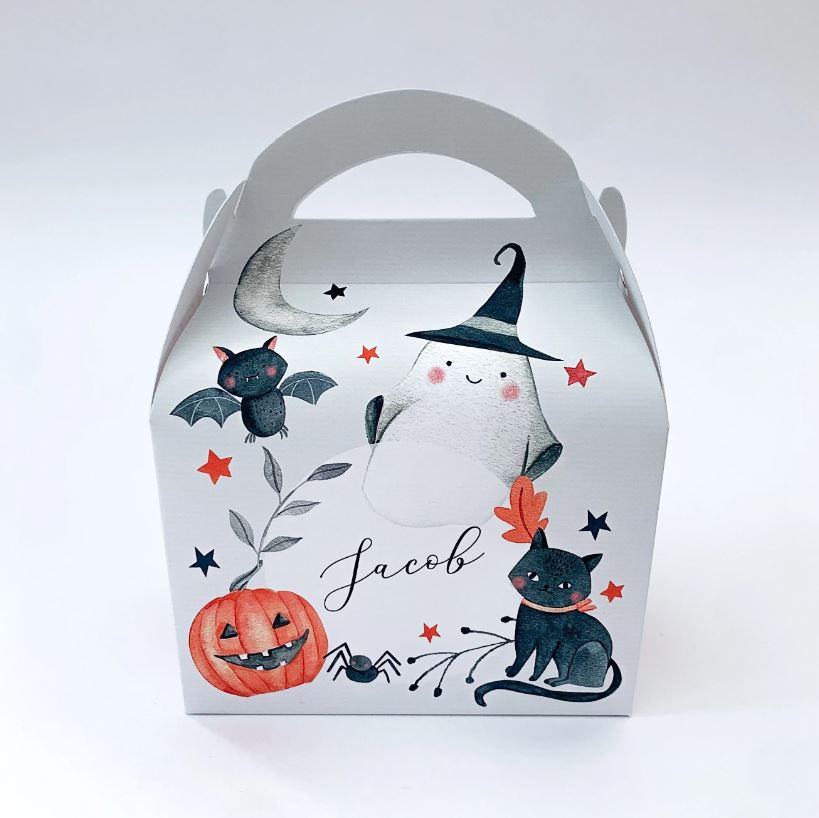 HALLOWEEN Spooky Ghosts Personalised Children’s Party Box Gift Bag Favour