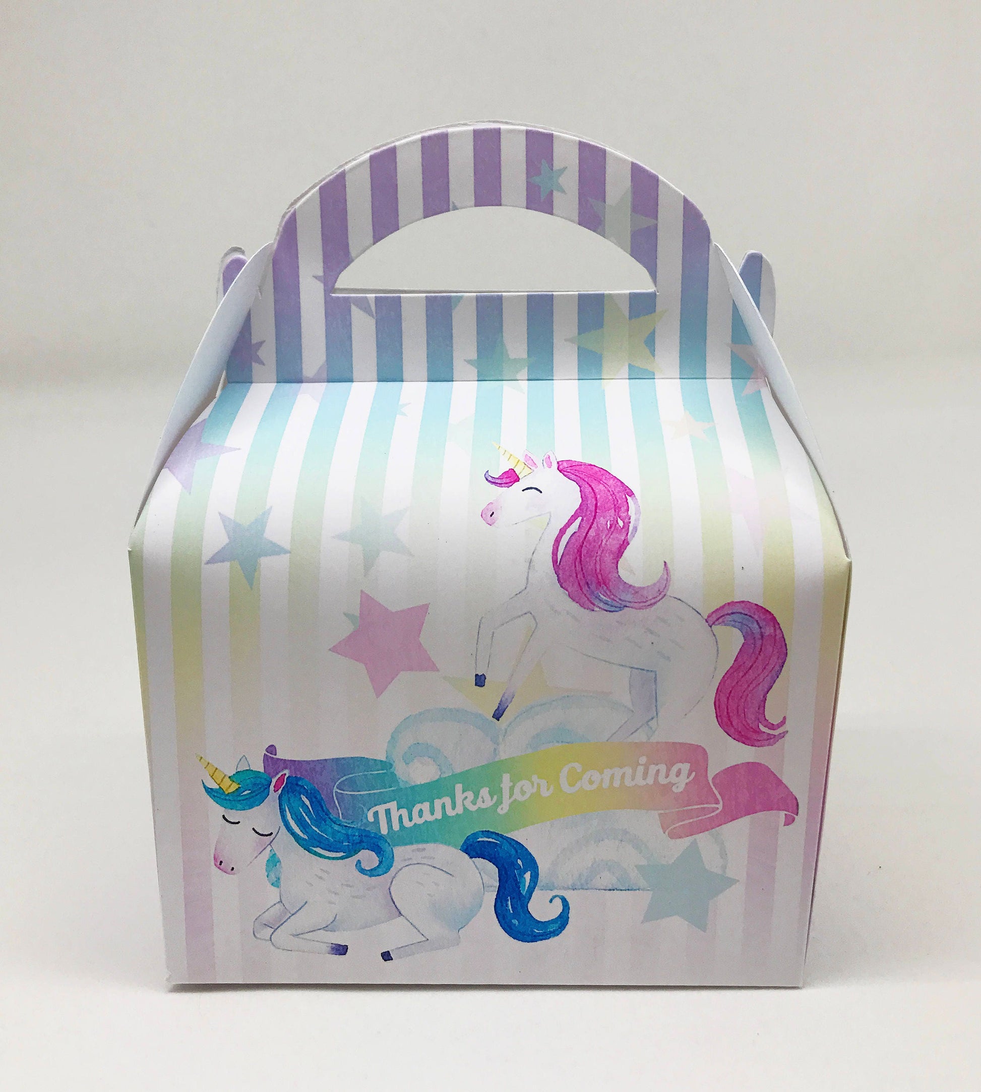 Watercolour Unicorns Pastel Rainbow Children’s Party Box Gift Bag Favour