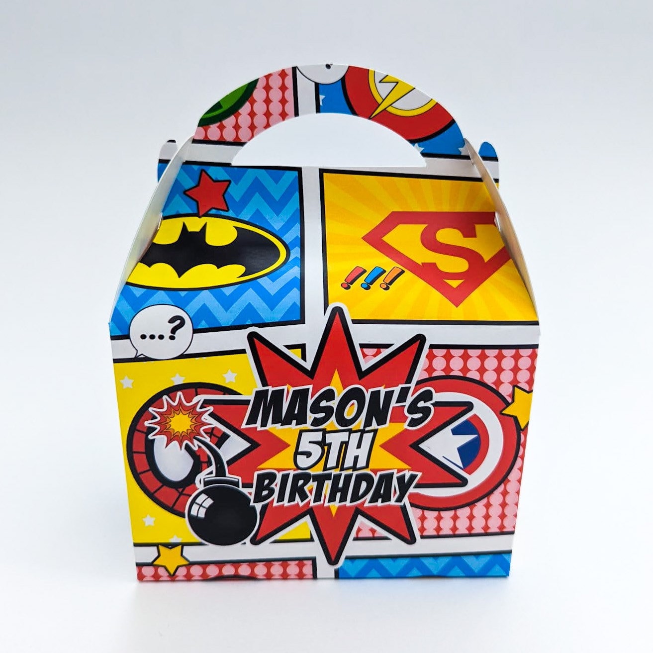 Personalised Superhero Birthday Party Decor, Marvel Comic Book Treat Boxes