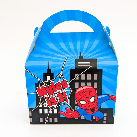 Personalized Spider-Man Party Box: Superhero Favor Gift Bag