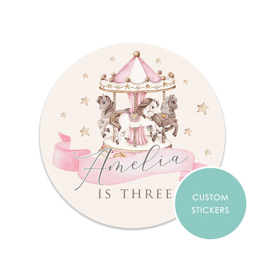 PERSONALISED STICKERS Multiple sizes and colours Carousel Sweet Cone Gift label Trick or Treat