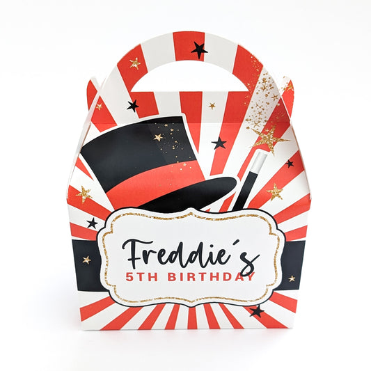 MAGIC SHOW Magician Personalised Children’s Party Box Gift Bag Favour