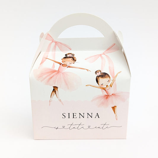 BALLET Ballerina watercolour Personalised Children’s Party Box Gift Bag Favour
