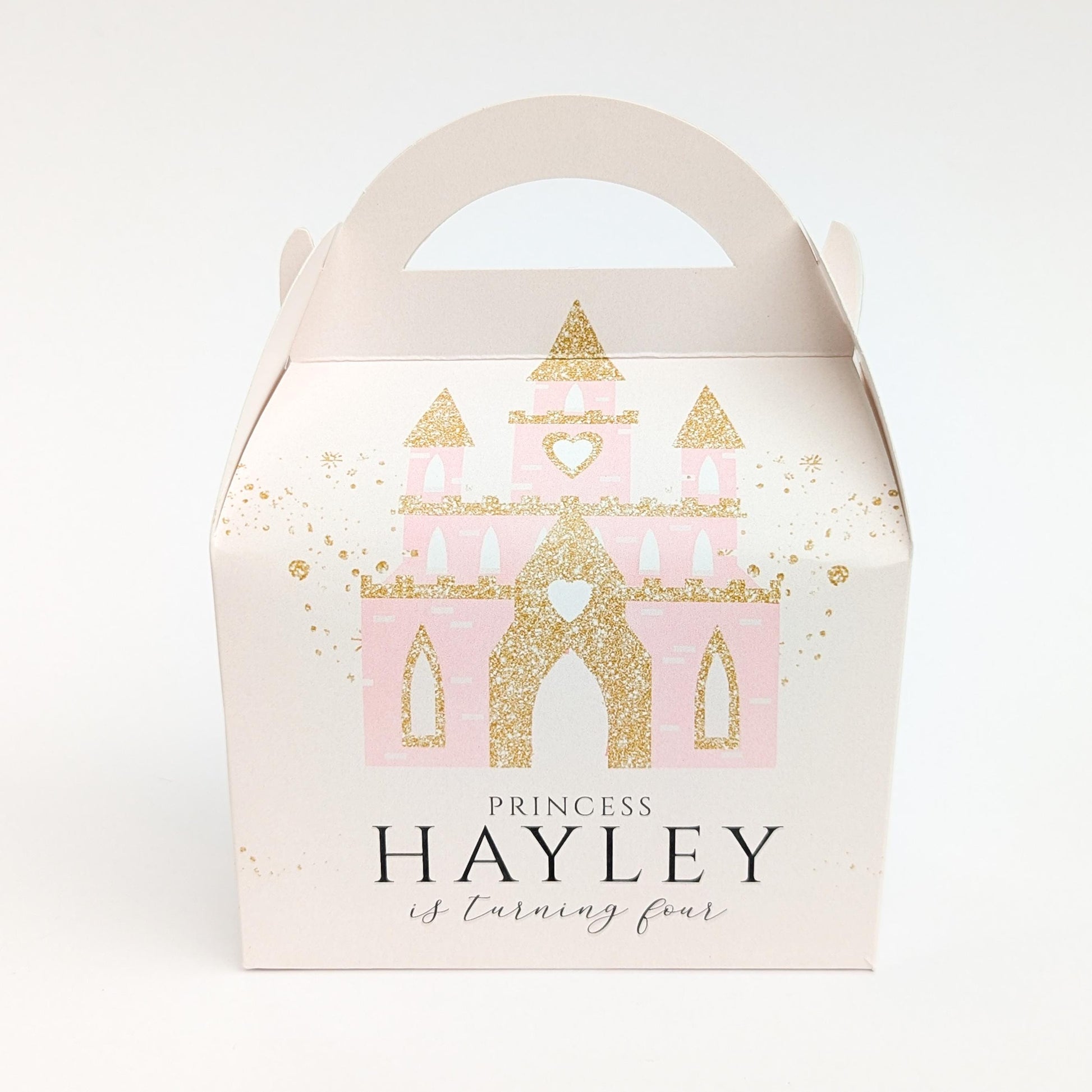 PRINCESS CASTLE watercolor Personalised Children’s Party Box Gift Bag Favour