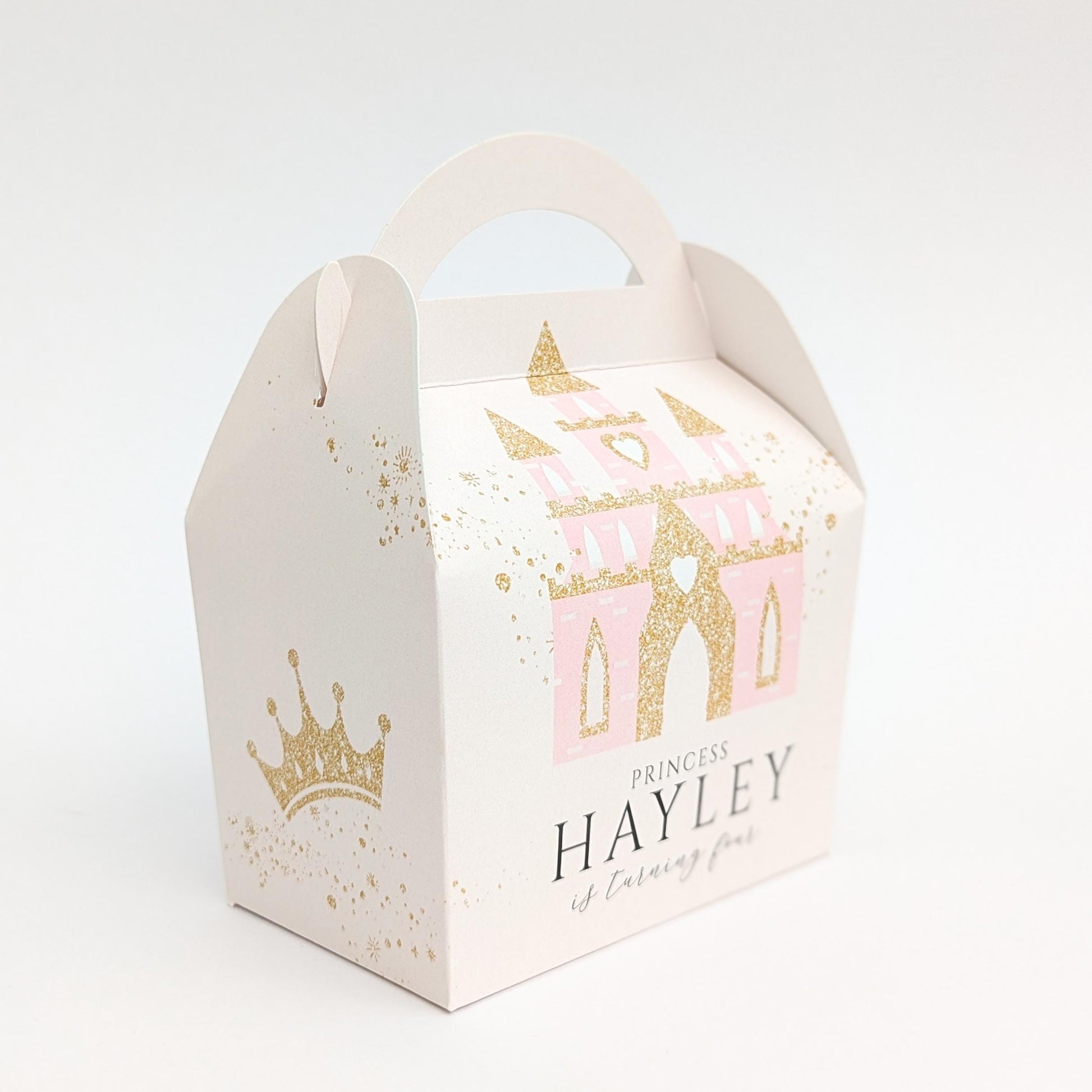 PRINCESS CASTLE watercolor Personalised Children’s Party Box Gift Bag Favour