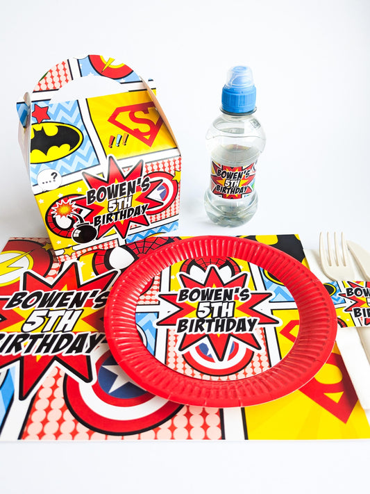 Personalised Superhero Birthday Party Decor, Marvel Comic Book Treat Boxes