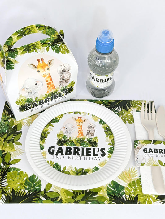 Personalised Jungle Animal Birthday Party Boxes and Decor Items