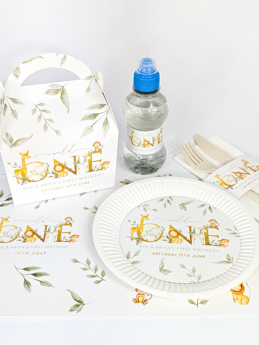 Personalised  Wild One Boho Jungle Animal Party Decor and Treat Bags
