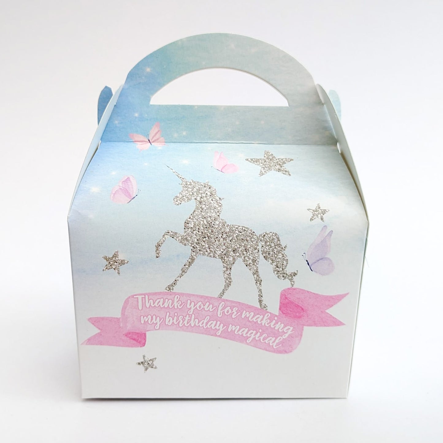 UNICORN Fantasy Watercolour Personalised Children’s Party Box Gift Bag Favour