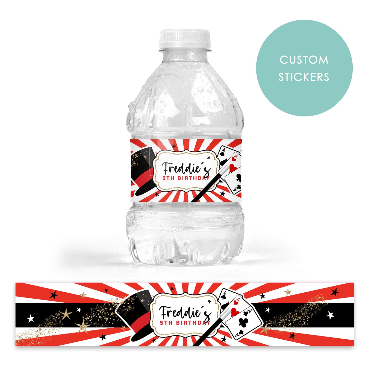 DRINK LABEL STICKERS x 7 Personalised Magician Magic Show Party