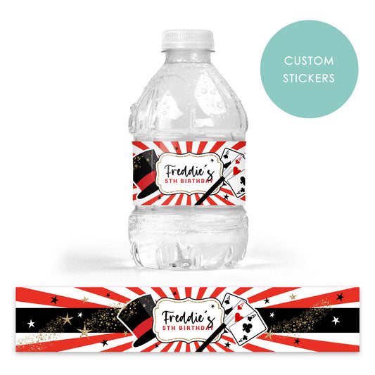DRINK LABEL STICKERS x 7 Personalised Magician Magic Show Party