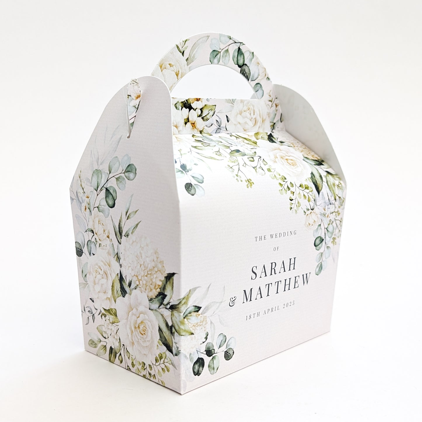 WHITE FLORAL GREENERY WEDDING Personalised Pink and Red Floral Wedding Favour Boxes Hen Party Bridal Shower Gift Box