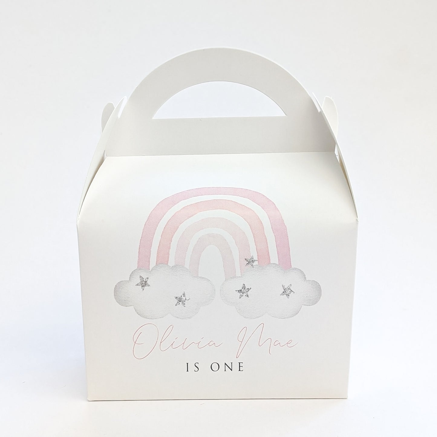 RAINBOW Minimal Baptism Christening First Birthday Personalised Children’s Party Box Gift Bag Favour