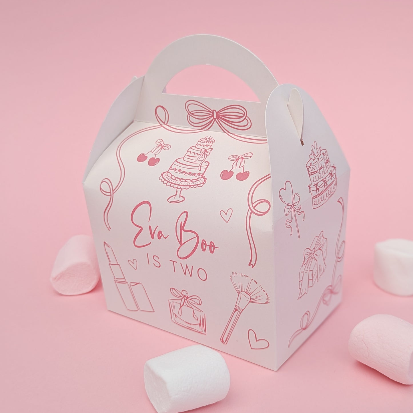 Whimsical girly spa pink Children’s Party Box Gift Bag Favour
