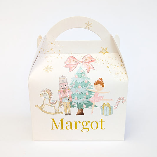 Personalised Pastel Nutcracker watercolour Christmas Treat Boxes Advent Party Box favours