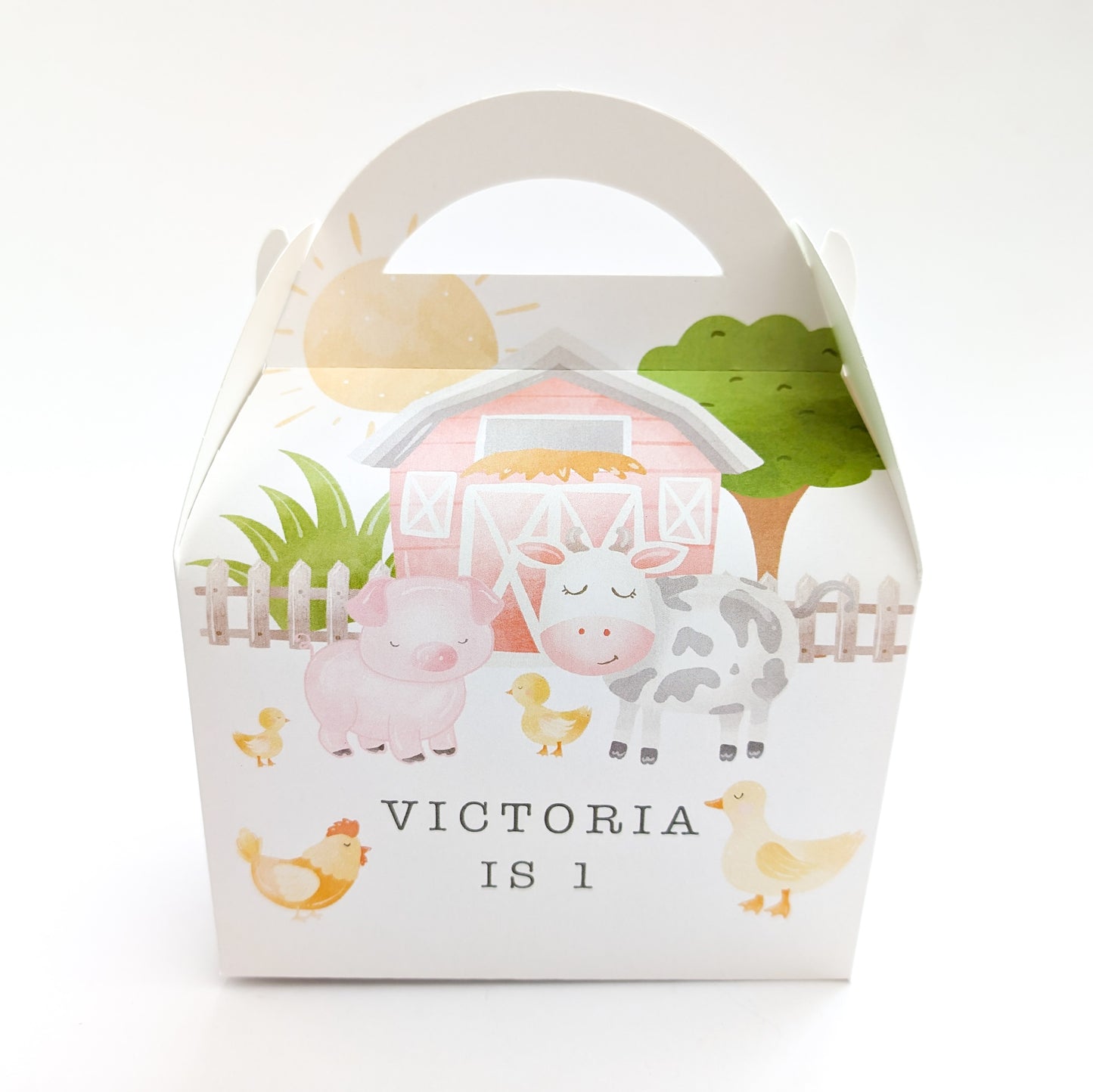 FARM Pastel Animals Personalised Children’s Party Box Gift Bag Favour