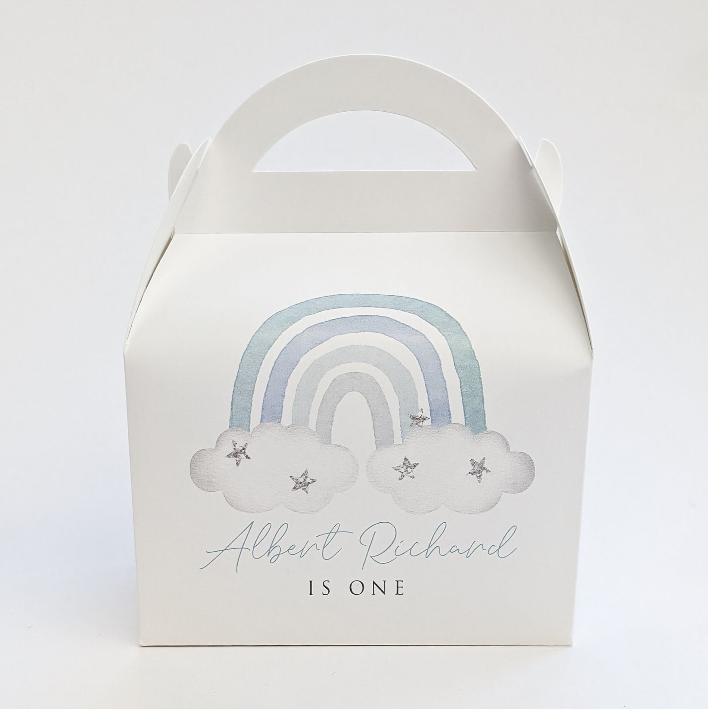 RAINBOW Minimal Baptism Christening First Birthday Personalised Children’s Party Box Gift Bag Favour