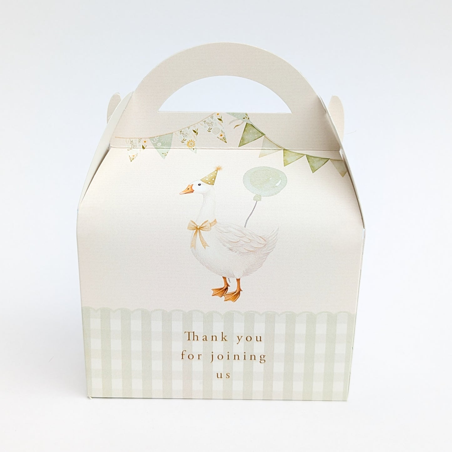 SILLY GOOSE first second 1st birthday children's personalised party boxes gingham boho