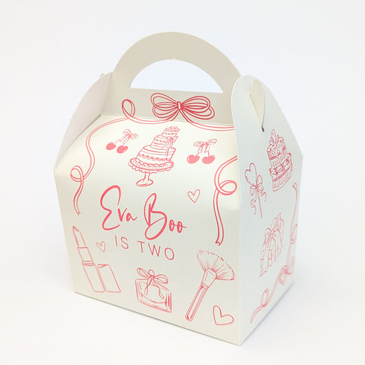 Whimsical girly spa pink Children’s Party Box Gift Bag Favour