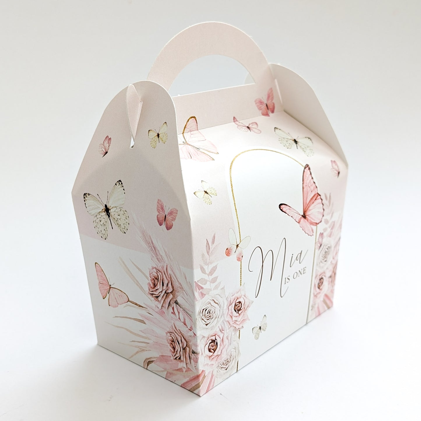 BUTTERFLY Boho Personalised Children’s Party Box Gift Bag Favour