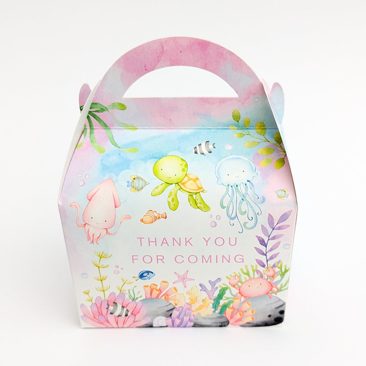 Under the Sea Pink Watercolour Seaside Ocean Underwater Ofishally  Personalised Children’s Party Box Gift Bag Favour