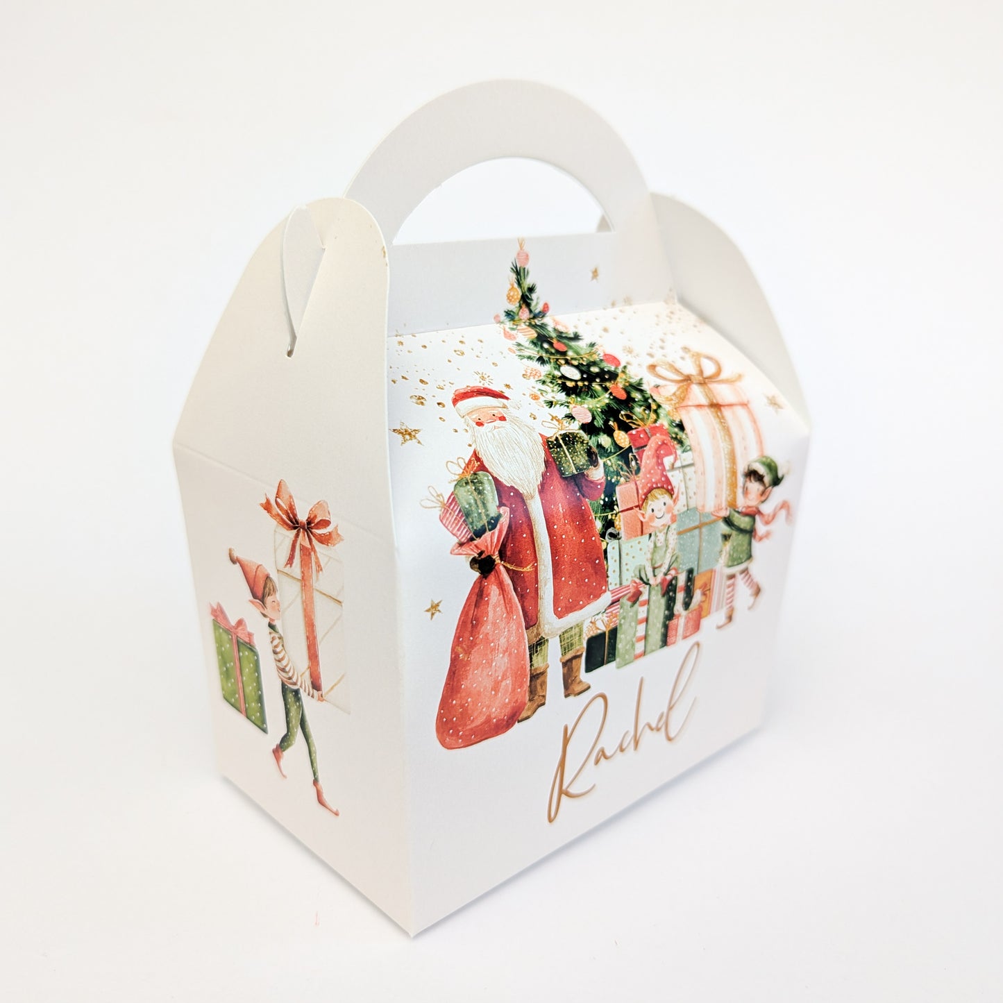 Personalised Christmas Winter Village Santa Elves Cracker Winter Wonderland Treat Box