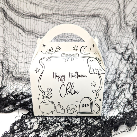 HALLOWEEN Whimsical Whimsy Illustrations  Personalised Children’s Party Box Gift Bag Favour