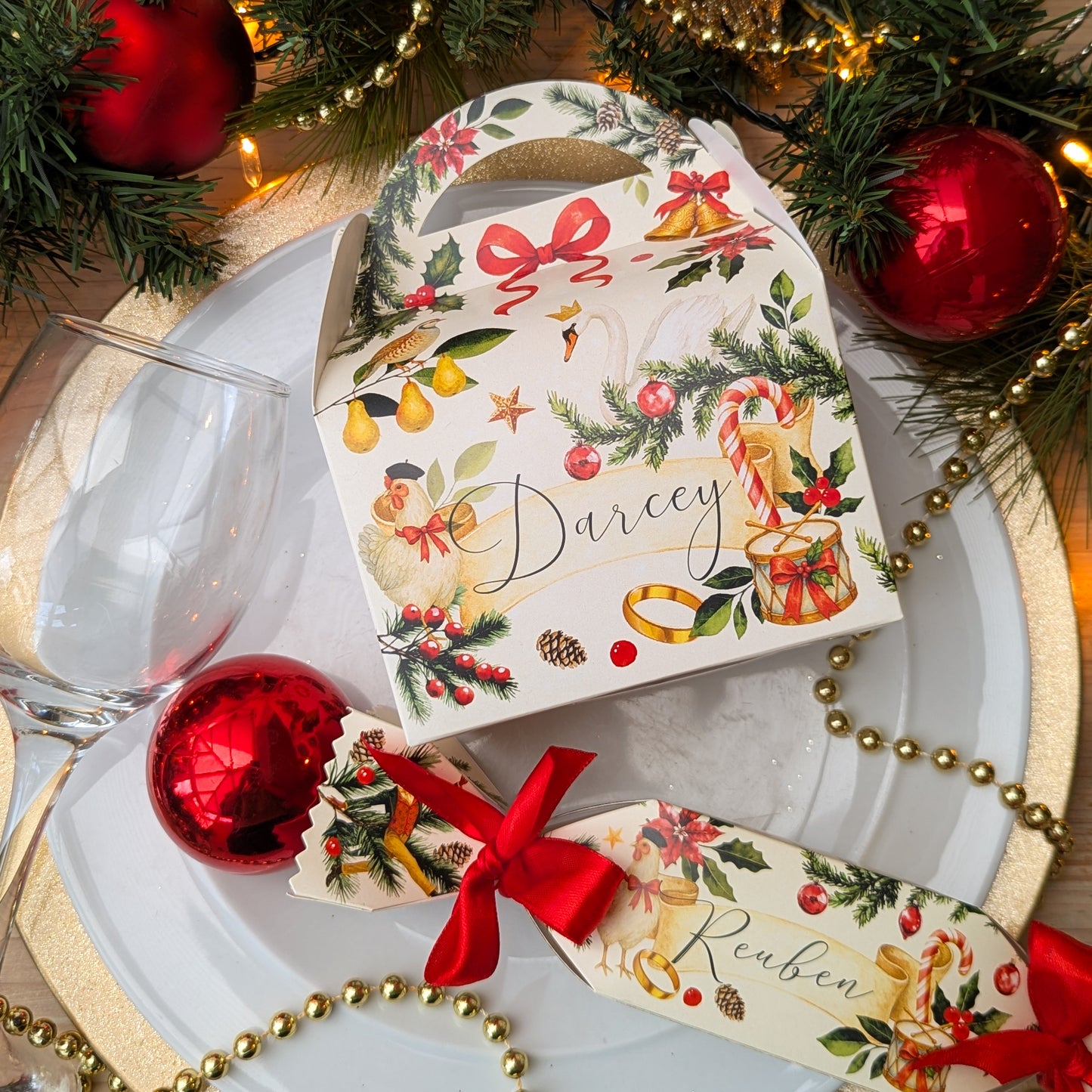 Personalised 12 Days of Christmas Cracker Winter Wonderland Treat Box