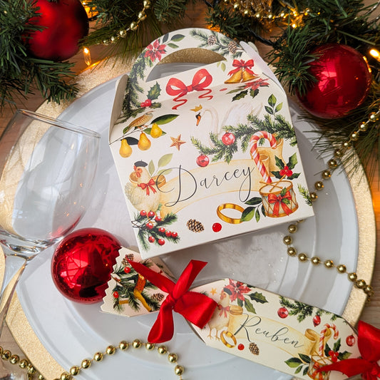 Personalised 12 Days of Christmas Cracker Winter Wonderland Treat Box