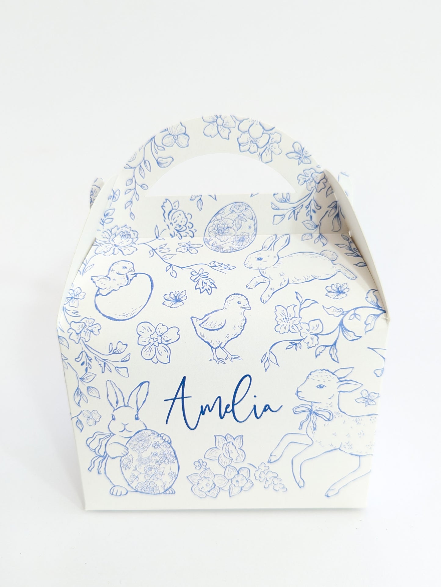 Personalised Easter Toile Treat Bags Favour Boxes in multiple colours
