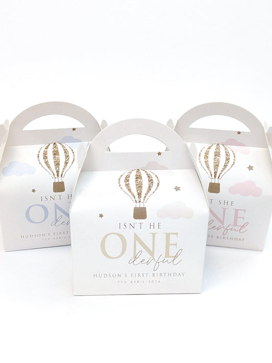 ONEderful Birthday Party Boxes, Hot Air Balloon First Birthday boxes