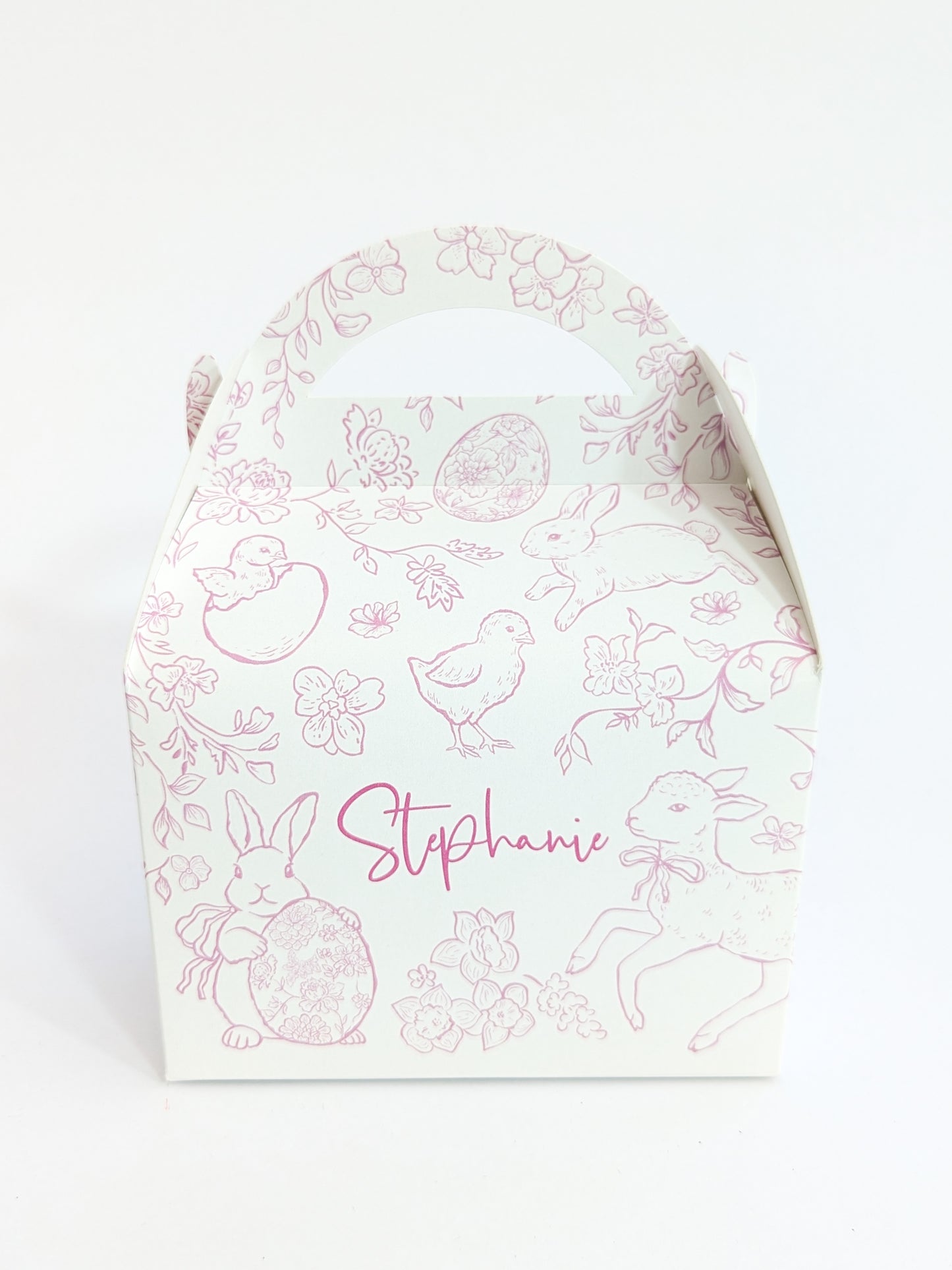 Personalised Easter Toile Treat Bags Favour Boxes in multiple colours