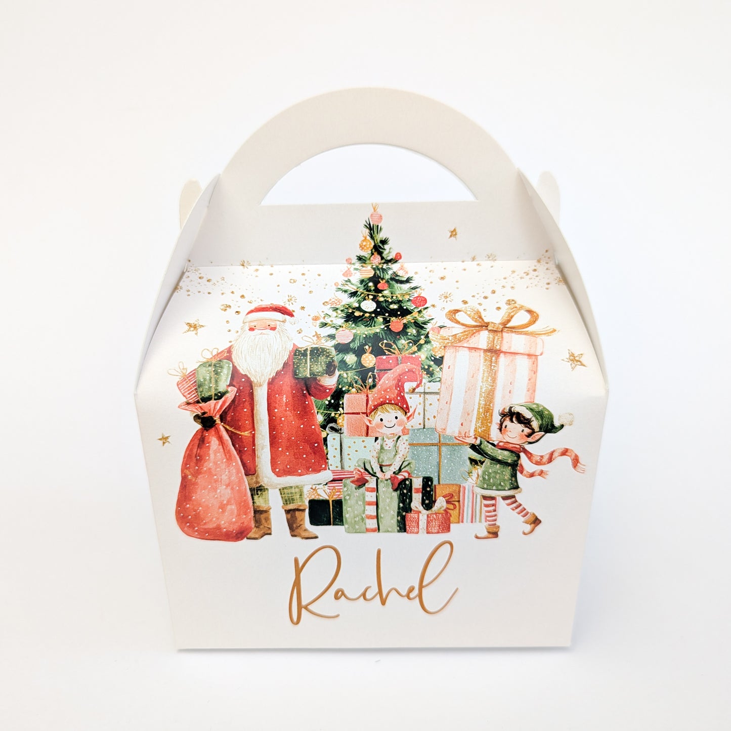 Personalised Christmas Winter Village Santa Elves Cracker Winter Wonderland Treat Box