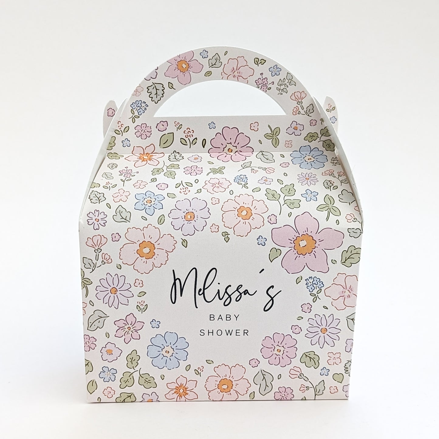 DITSY FLORAL Pastel Flowers Personalised Wedding Favour Boxes Baby Bridal Shower Gift Box