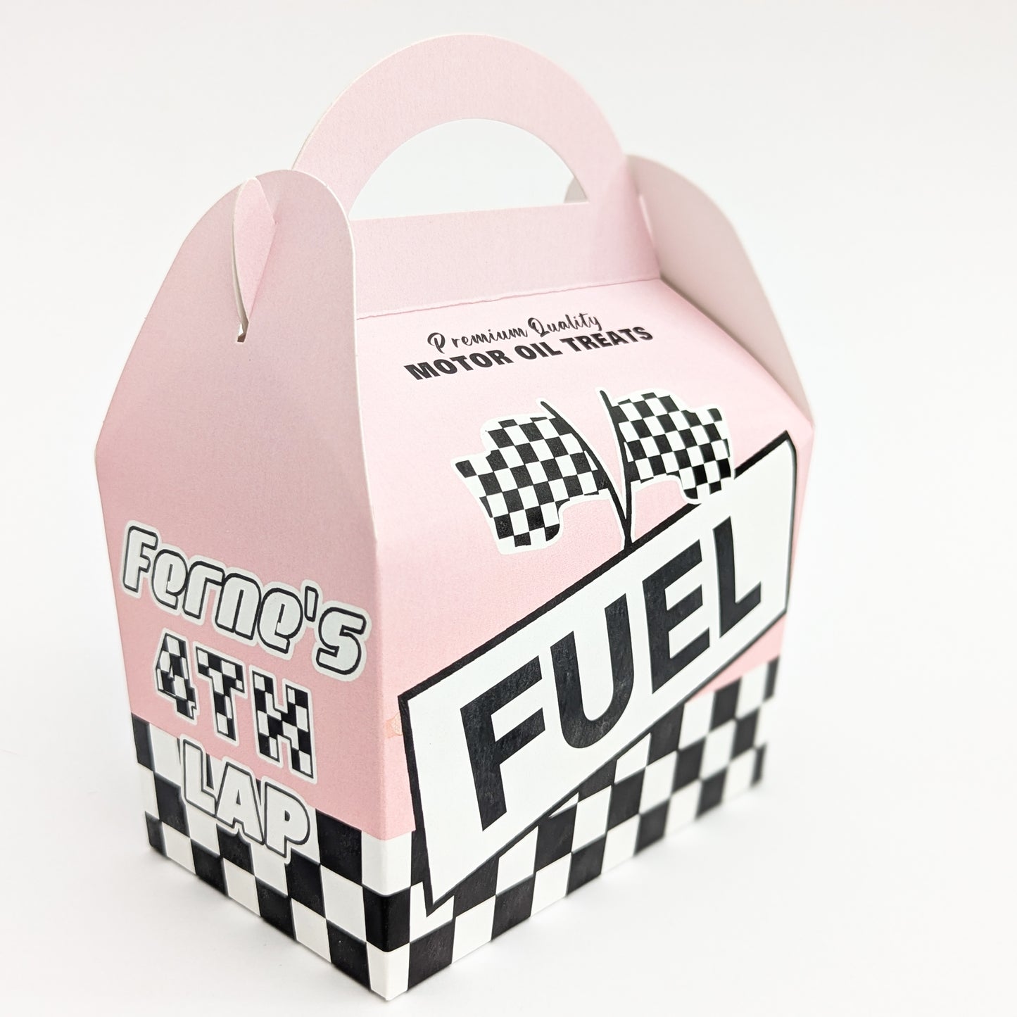 PIT STOP Refuel Retro Cars Racing Driver Personalised Children’s Party Boxes Gift Bag Favour