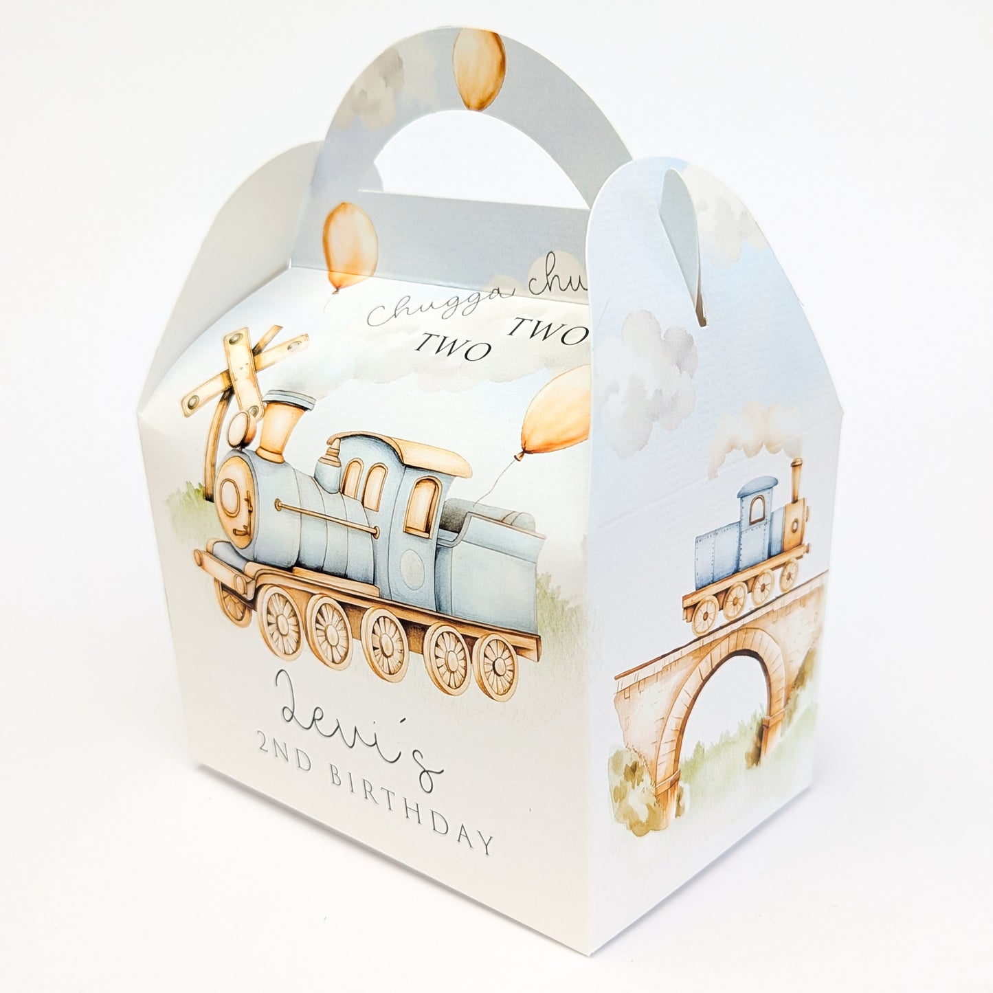 STEAM TRAIN Trains transport Personalised Children’s Party Box Gift Bag Favour