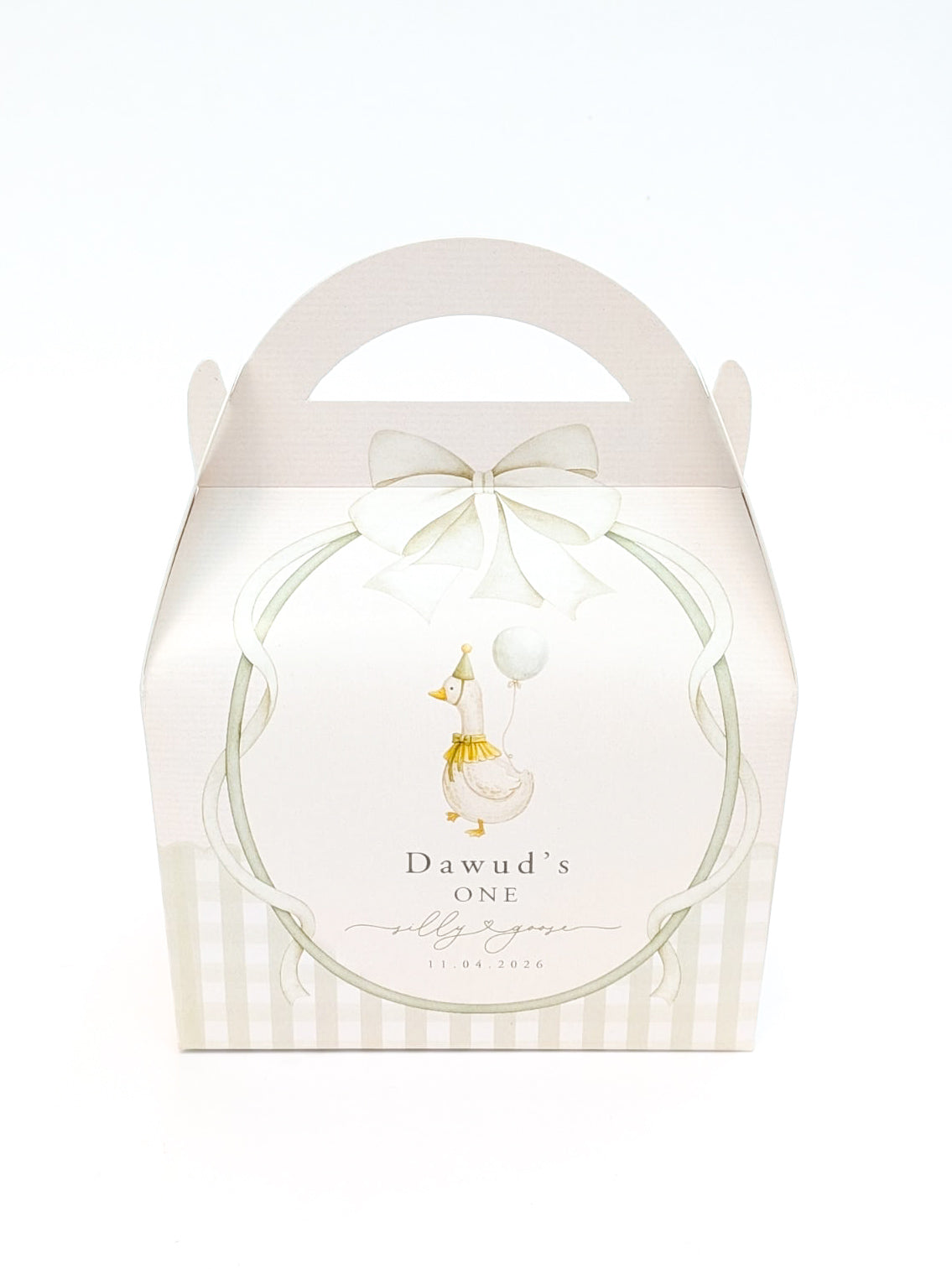 Silly Goose Personalised Party Boxes available in pink or green
