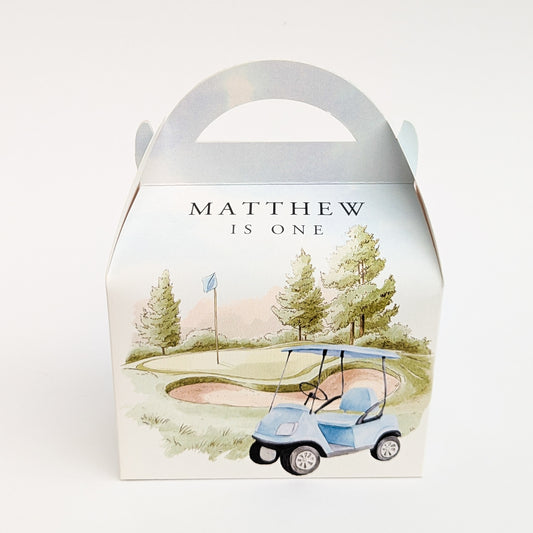 GOLF Hole in One Personalised Children’s Party Box Gift Bag Favour