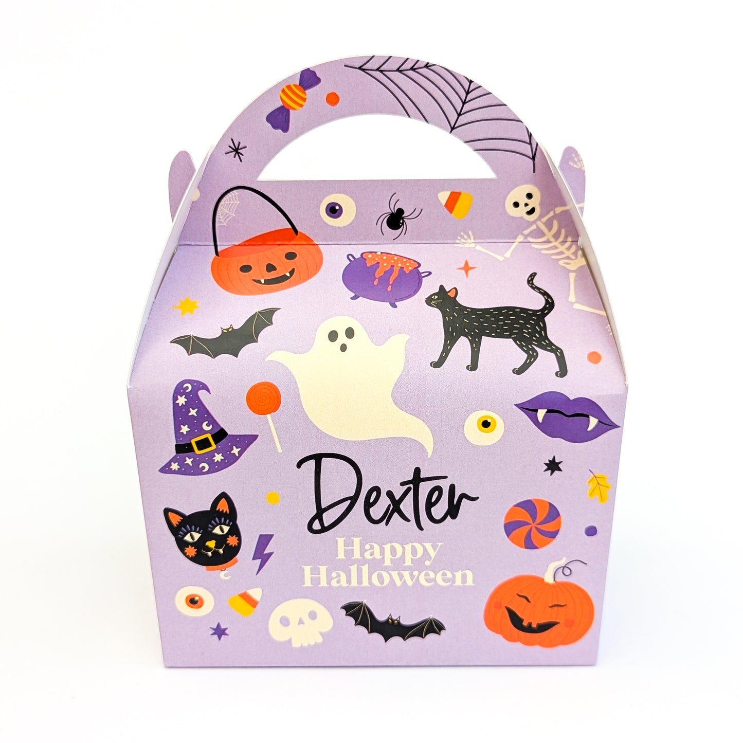 HALLOWEEN Scary Witch Cat Bat Illustrations  Personalised Children’s Party Box Gift Bag Favour