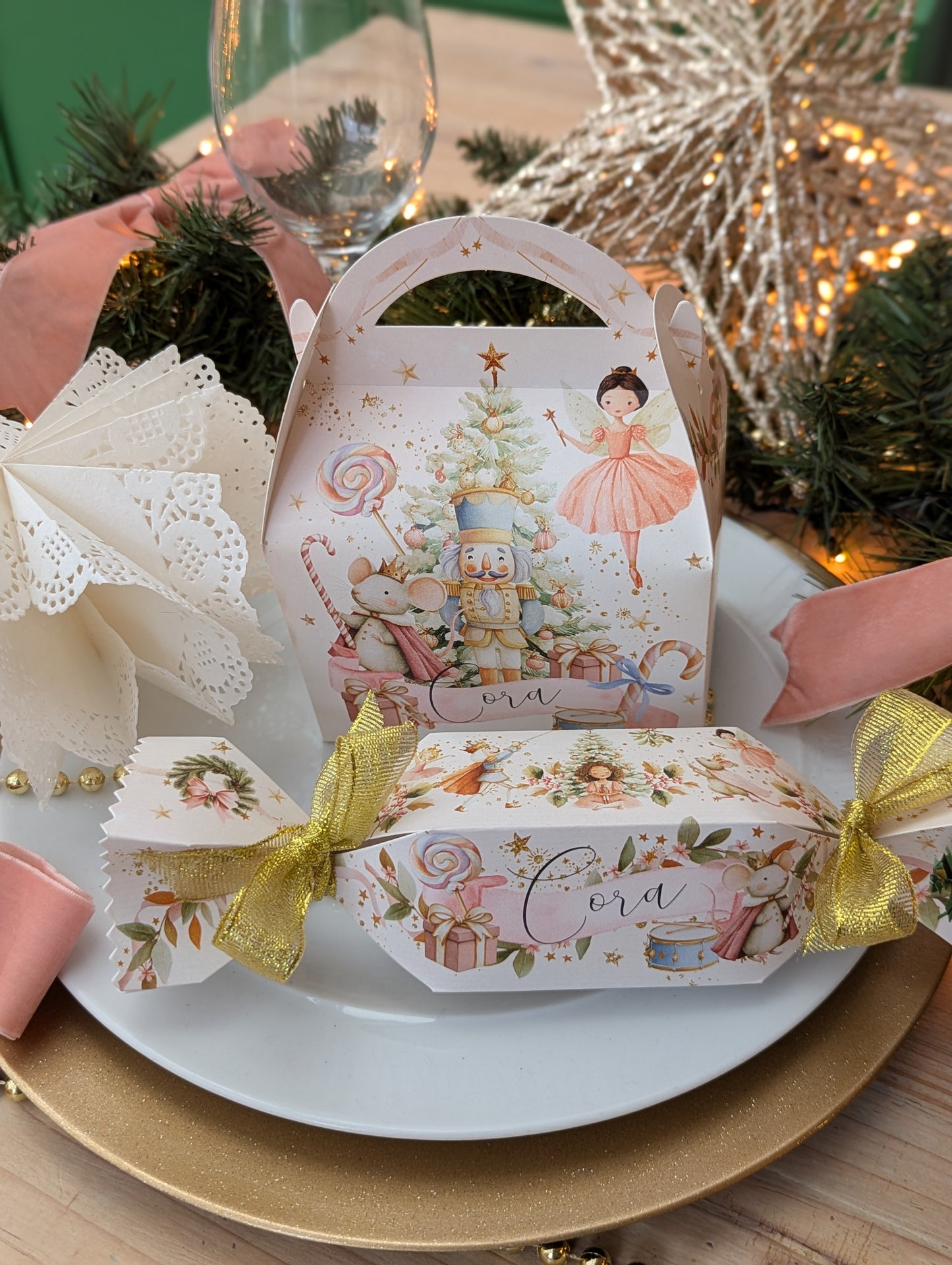 Personalised Nutcracker Christmas Cracker Winter Wonderland Treat Box